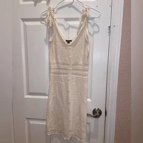 wild fable crochet dress Wild Fable White Crochet Halter Mini Dress Knit L Large N34
